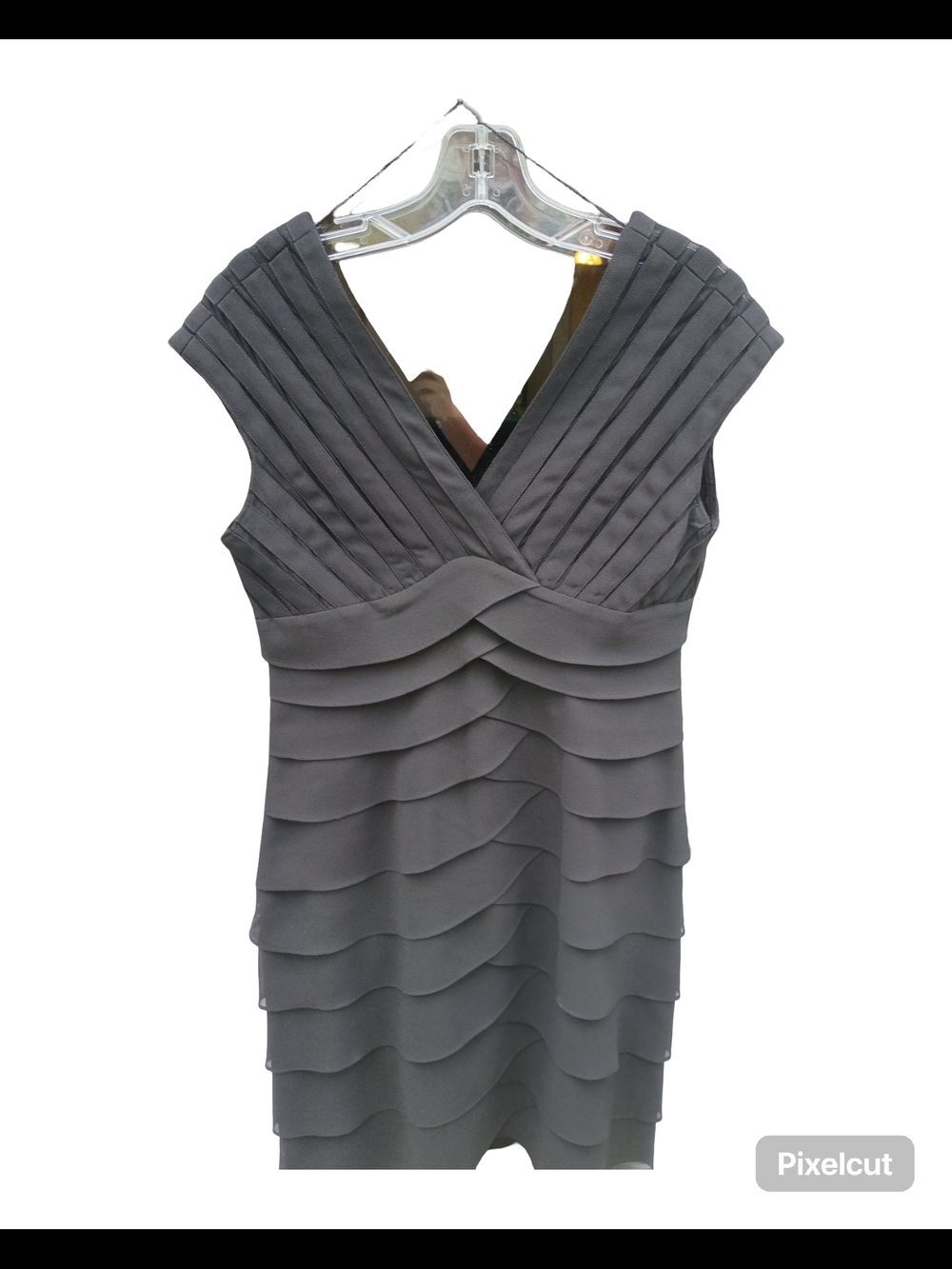 Vintage Scarlett Nite Pleated V-Neck Tiered Midi Dress Size 6 - Picture 6 of 14